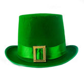 St.paddy R. hat featuring a vibrant green design with a gold buckle detail.